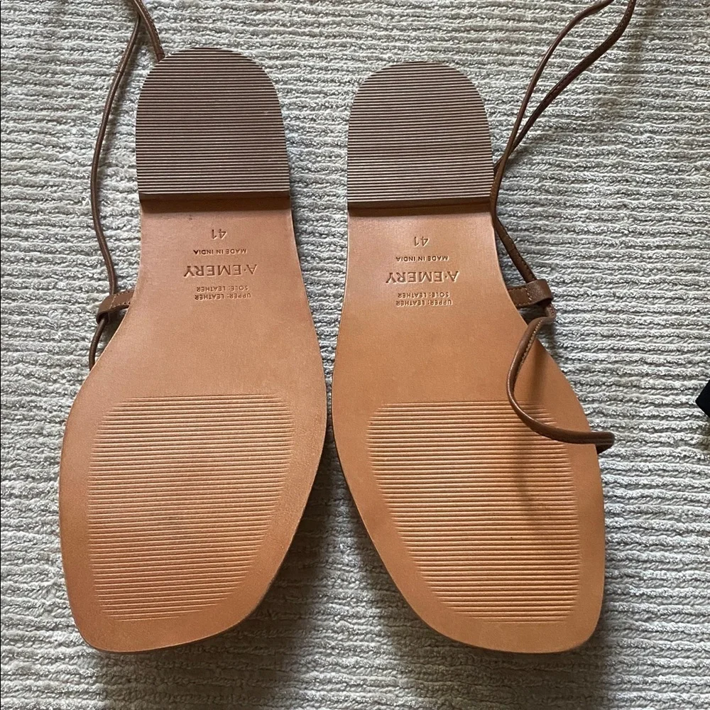 A.Emery Finch Sandal Flip Flop Wrap Deep Tan Leather Size 41/11 NWT - Picture 9 of 12
